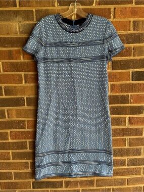 St John Blue Short-Sleeve Knit Shift Dress size 6